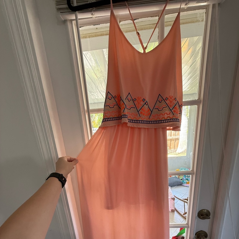 Elegant Peach Maxi Dress